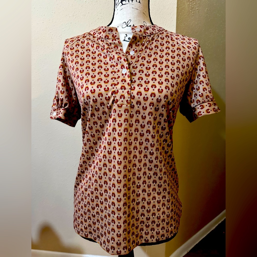 Vintage 70s Fire Island Groovy Small Blouse